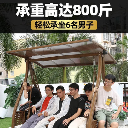 Outdoor Swing Balcony Rocking Chair Garden Patio Hanging Chair Outdoor Three Person Reclining Bed Internet Celebrity Swing Chair