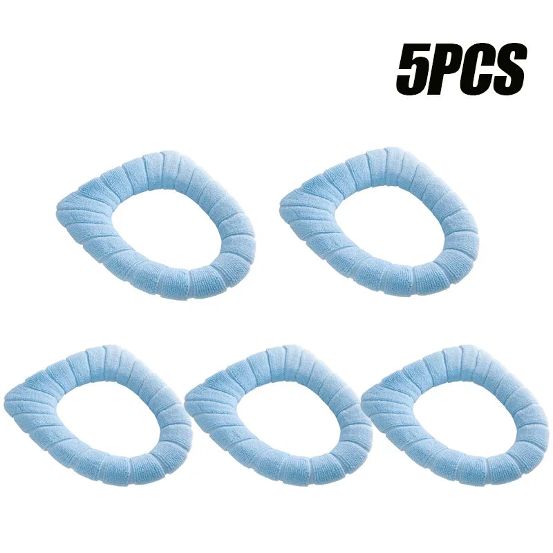 Soft and Warm Toilet Seat Cover Washable Bathroom Toilet Pad Cushion With Handle Thicker Soft Mat Knitting Warmer Closestool Mat