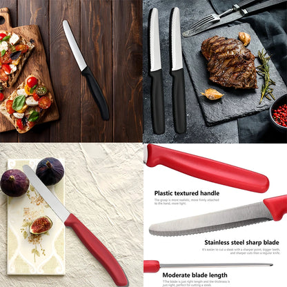 1/2/4/6/8PCS,Serrated Steak knife Round Tip Fruit Vegetable Paring Baking Toast Serrated Bread Knives Kitchen Stuff Baking Tools