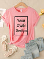Summer Custom Womens T-Shirts DIY Logo/Graphic Tops Basic Multicolor T Shirt Loose O-Neck Short Sleeve Tees Casual Woman Clothes