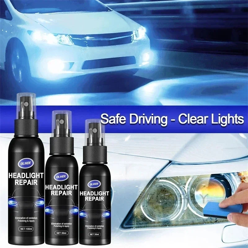 Scratch remover for repairing headlights, polishing agent for car headlights, polishing solution for repairing headlights