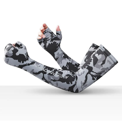 Cooling Arm Sleeves Cycling Half Finger Long Sun Protection Gloves Summer Unisex Outdoor Camouflage Ice Silk Fishing Arm Covers