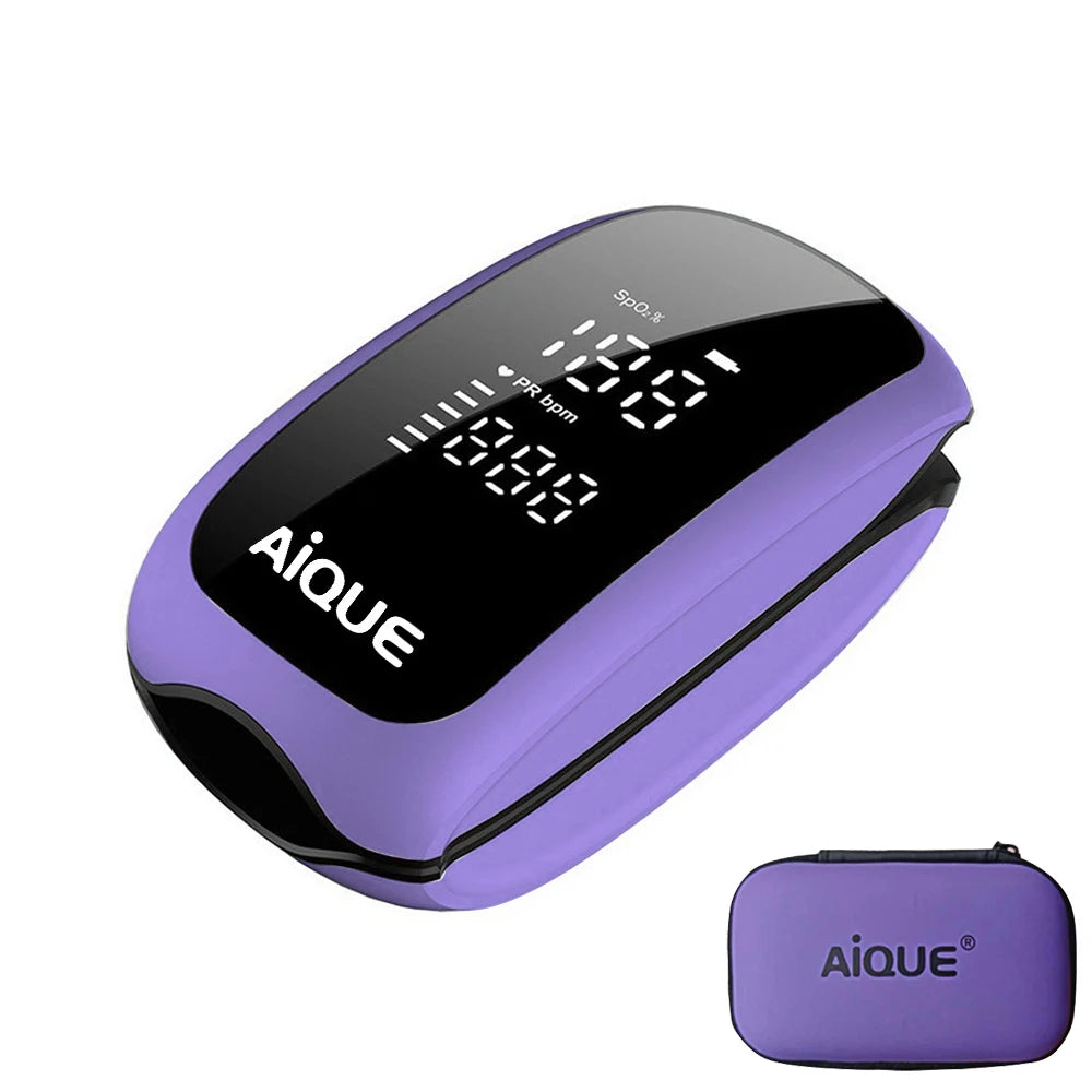 AiQUE Rechargeable Digital Finger Pulse Oximeter LED Medical SPO2 PR PI Health Alarm Fingertip Oxygen Saturation Monitor