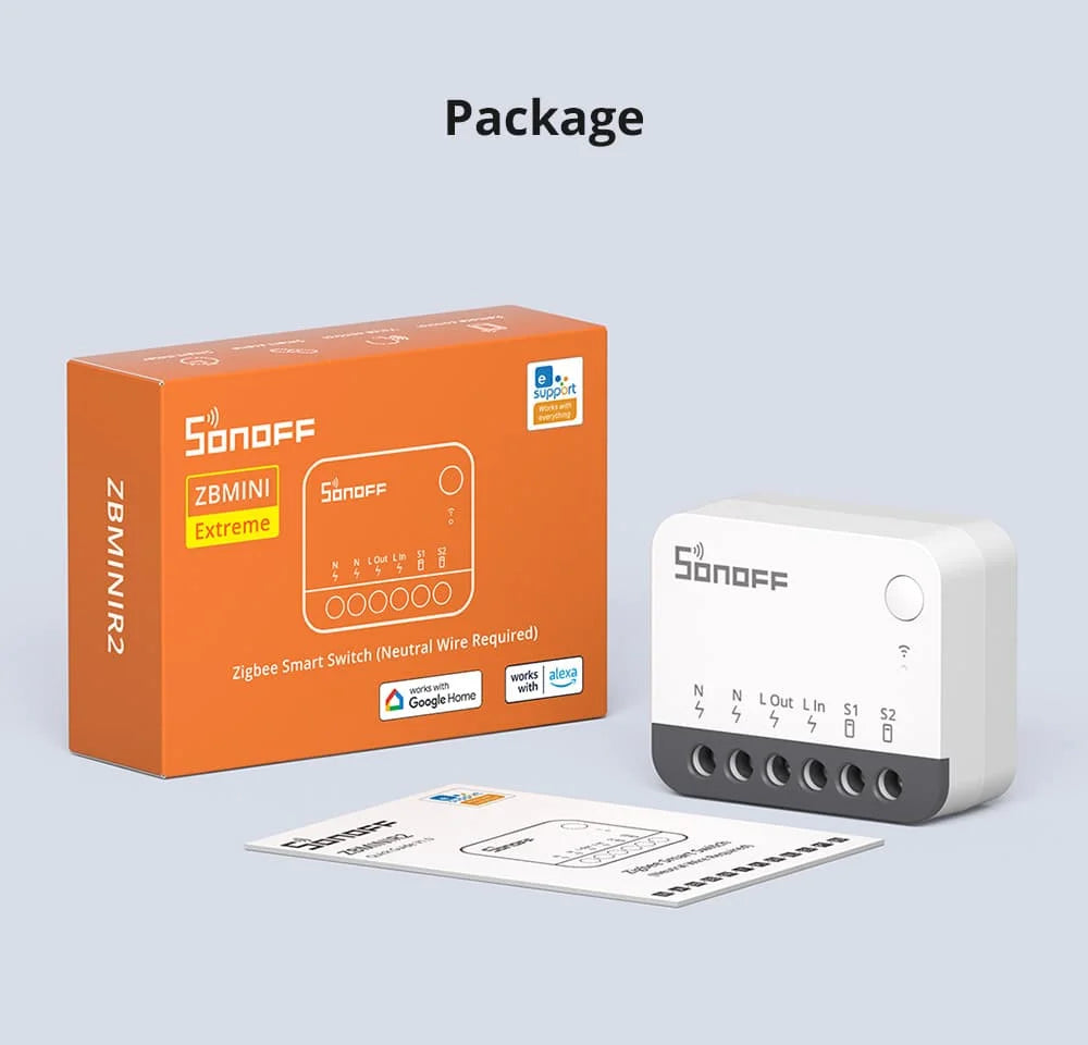 SONOFF ZBMINIR2/ZbminiL2 With/no Neutral Smart Zigbee Switch Two-Way Control Work With Alexa Google Home Yandex Alice Smartthing