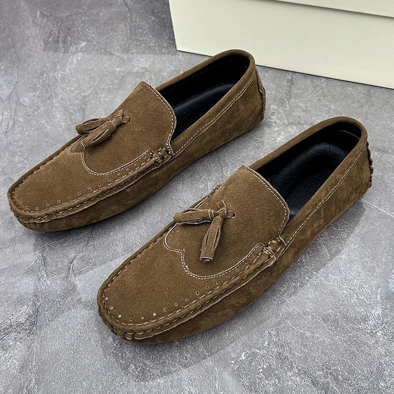 Loafer Men Orange Loafers Tassel Decor Slip on Driving Shoes Casual Business Moccasins Breathable Male Footwear Loafers
