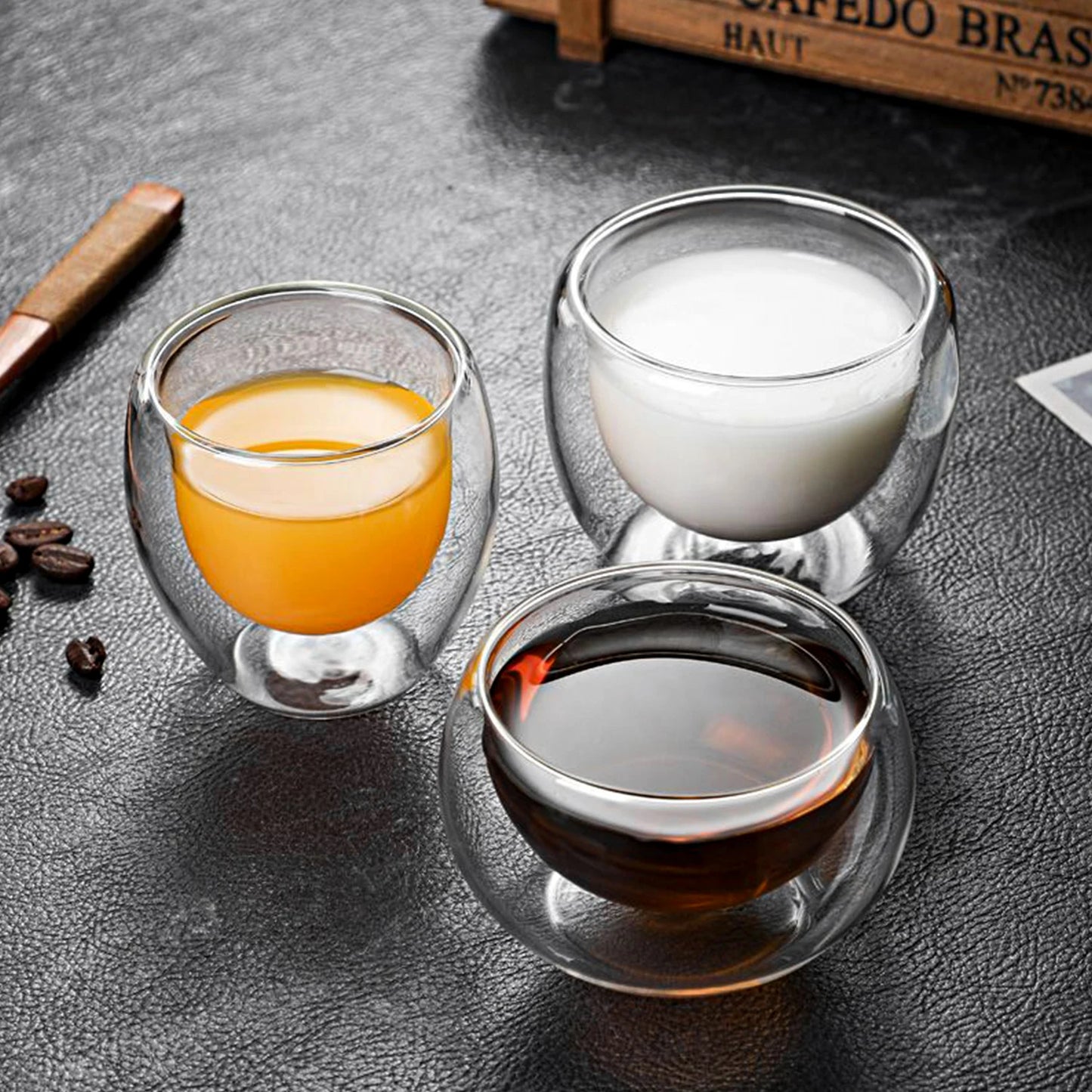 OANKR Double Walled Glass Coffee Mugs 80ML Insulated Layer Coffee Cups Borosilicate Glass Espresso Cup for Hot Beverage, Tea
