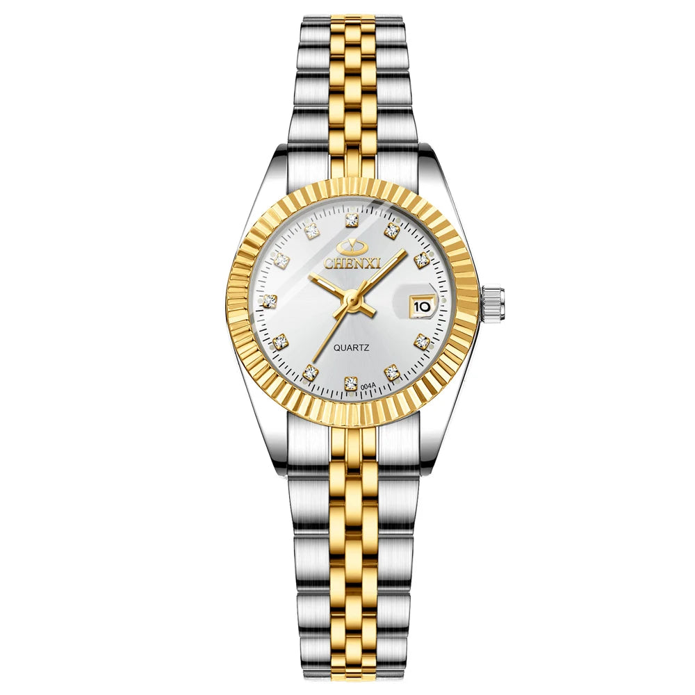 CHENXI Hot Sale Luxury Women's Golden Stainless Steel Small Dial Watch Quartz Charm Dress Trendy Wristwatch for Fashion Lady