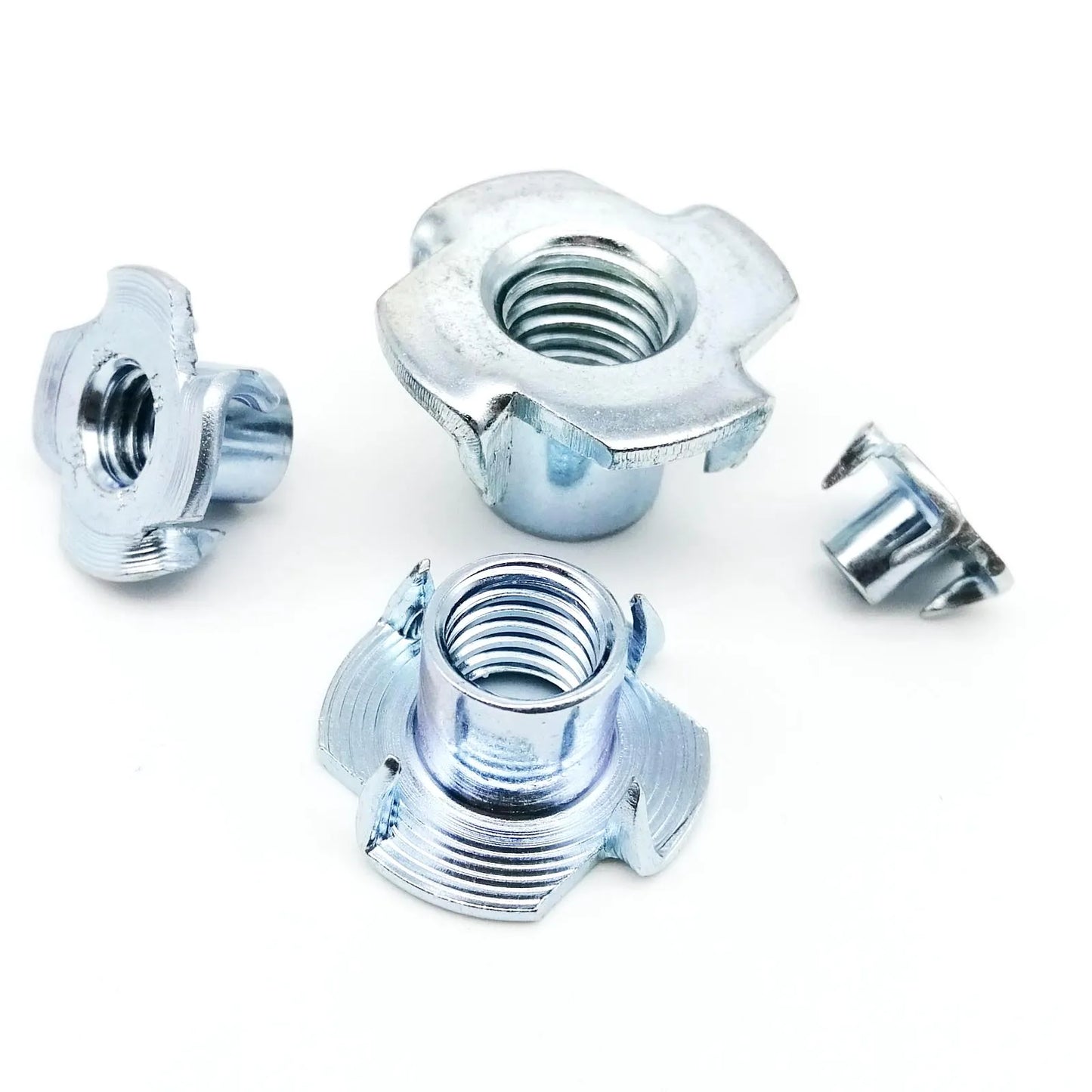 2/10/20pc M4 M5 M6 M8 M10 M12 Thickened Steel Four Claws Speaker Nut Blind Pronged Insert T-Nut for Wood Furniture Length=8-17mm