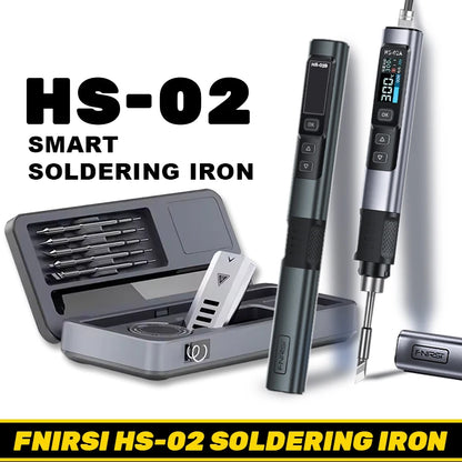 FNIRSI HS-02 Electric Soldering Iron PD100W Power Adjustable 100-450 ℃ Temperature Rapid Heating Repair Portable Toolbox Kit