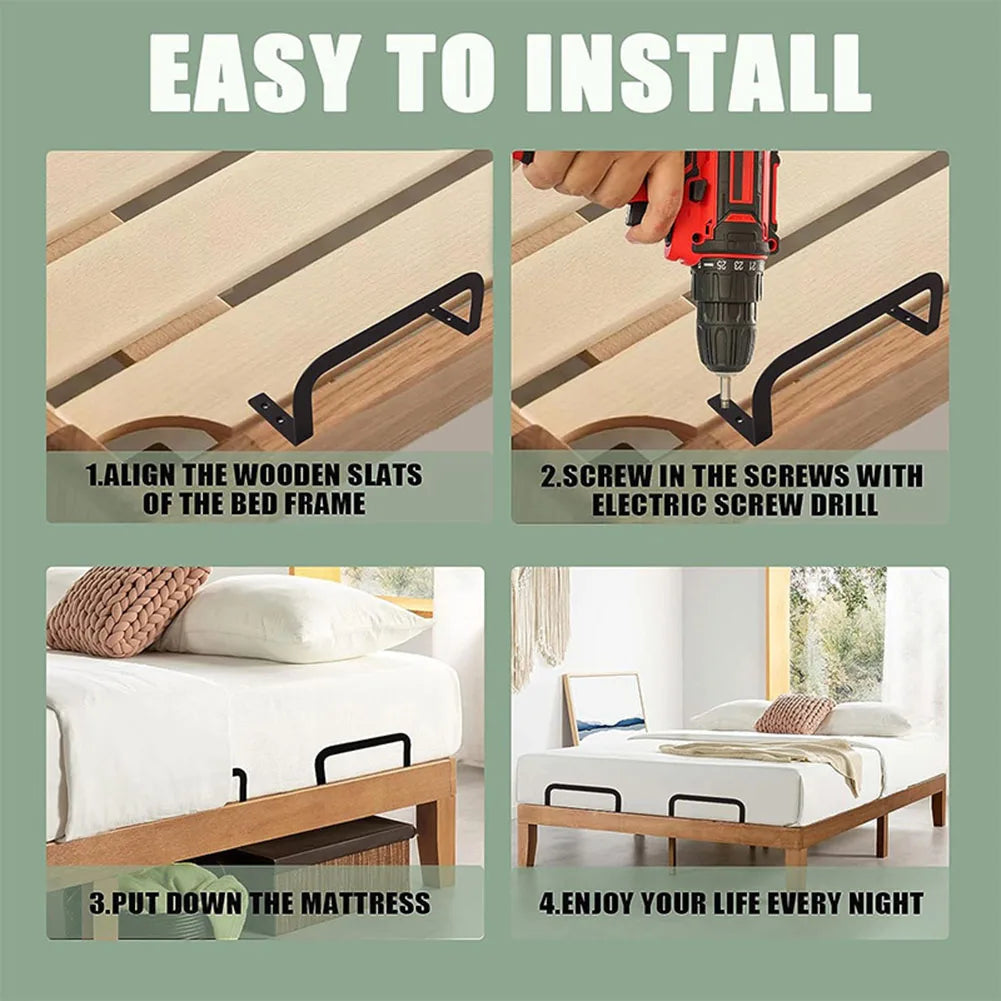 2pcs Bed Frame Mattress Stop Asjustables Bed Non-Slip Brackets Prevent Sliding Holder Retainers Bar Sliding Stopper Tool 침대프레임