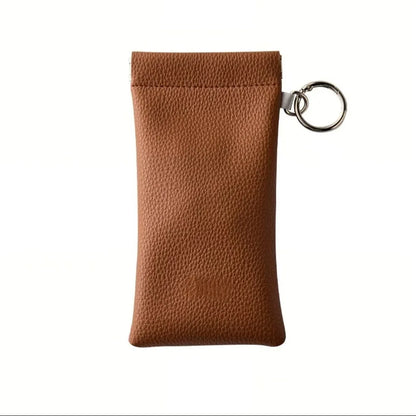 1pc PU Leather Sunglasses Pouch with Keyring Portable Soft Scratch-Resistant Eyeglass Case for Women Men Daily Office & Travel