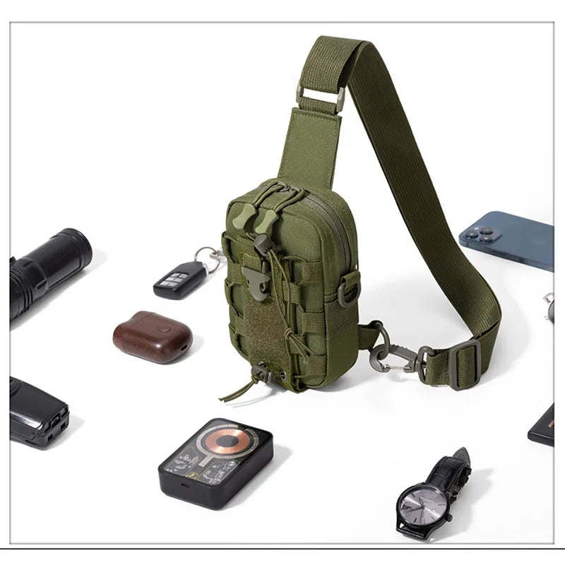 Outdoor Water Bottle Waist Bag Phone Crossbody Storage Pouch Camping Cycling Chest Bag Multifunctional Tactical Chest Bag Men's