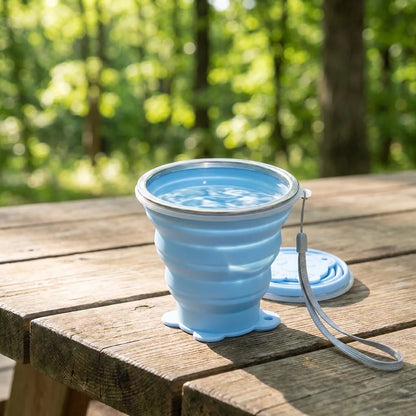 270ML Portable Silicone Folding Water Cup Outdoor Heat Resistant Foldable Mug With Lid Collapsible Travel Drinking Cups