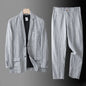 High Quality Men Blazer Jacket and Pants Man Linen Blazer  2 Piece Suit Spring Summer Thin Style Fashion Casual Set Long Sleeve