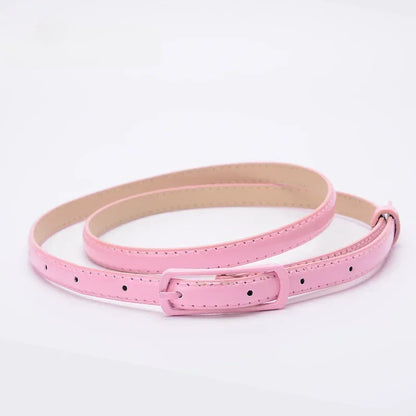 Children Candy Color Belts 1.2cm Super-thin PU Belts Simple Solid Color Lightweight Belts Summer Apparel Accessories