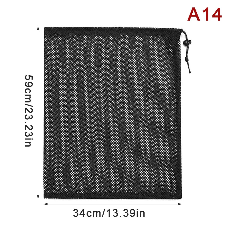 Black White Durable Mesh Drawstring Bag Storage Pouch Multi Purpose Home Travel Outdoor Activity Laundry Bag Stuff Sack