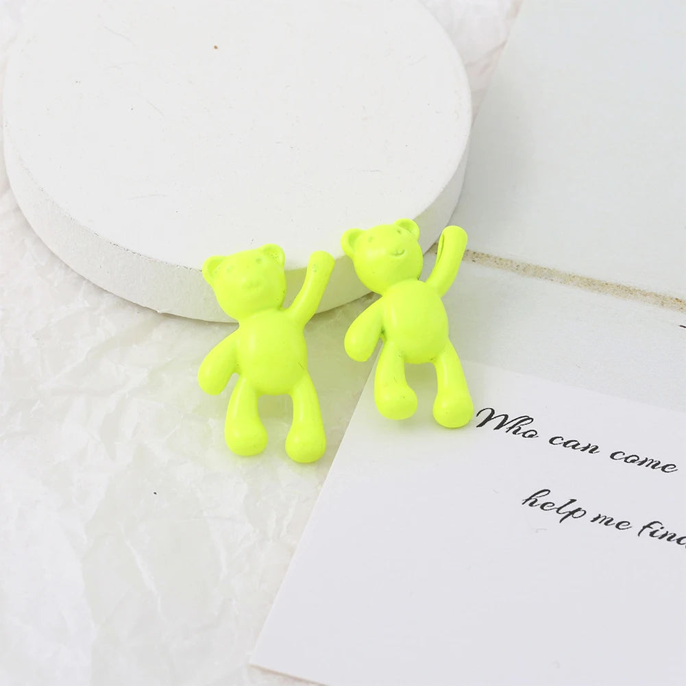 10PCS/lot DIY Cute Cartoon Teddy Bear Pendant Jewelry Accessories Wholesale Alloy Spray Paint Simple Multicolor Jewelry Material