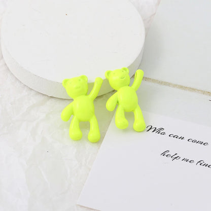 10PCS/lot DIY Cute Cartoon Teddy Bear Pendant Jewelry Accessories Wholesale Alloy Spray Paint Simple Multicolor Jewelry Material