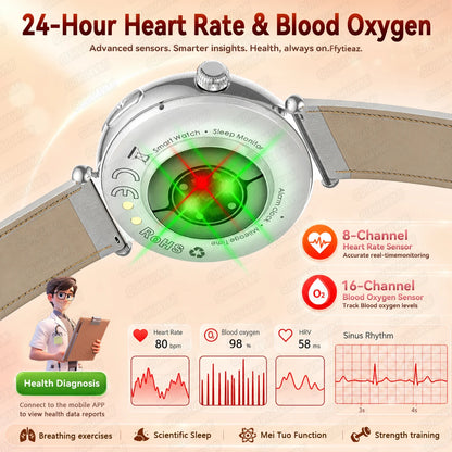 2026 New Women's Health Care Smartwatch ECG Blood Pressure Uric Acid Blood Lipids Sports IP68K Bluetooth call Fashion Smartwatch