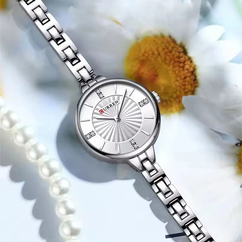 CURREN 9097 Elegant Women's Quartz Watch Luxury Stainless Steel Strap Women's Watch часы женские наручные