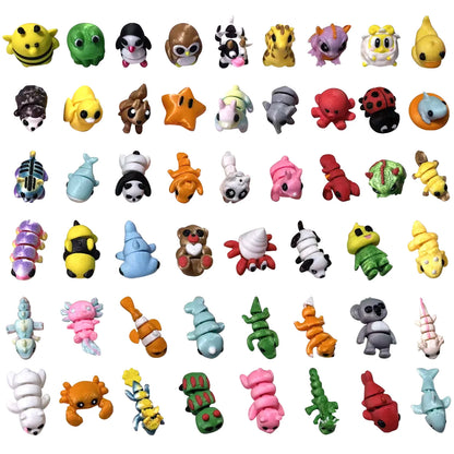 10/20/30/50Pcs Mini 3D Printed Animal Figurines Set, Articulated Flexible Fidget Toys Cute Desk Pets Decor for Fun Party Favors