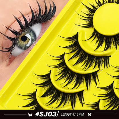 Lasvirey Cat Eye Lashes Manga Lashes Styles 3D Faux Mink Lashes Soft Cross Wispy Natural Winged End Eye Elongated Eyelash Makeup