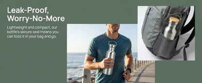 304 Stainless Steel 500Ml/750Ml Water Bottle Portable Wide Mouth Design Water Jug Wooden Lid Rustless Cycling Water Bottle