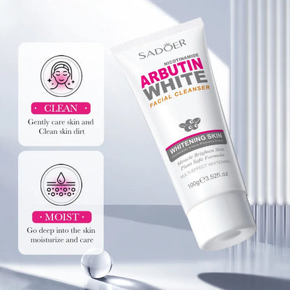 SADOER Niacinamide Arbutin Facial Cleanser Deeply Cleansing Oil Control Moisturizing Blackhead Removal Wash Foam Skin Care