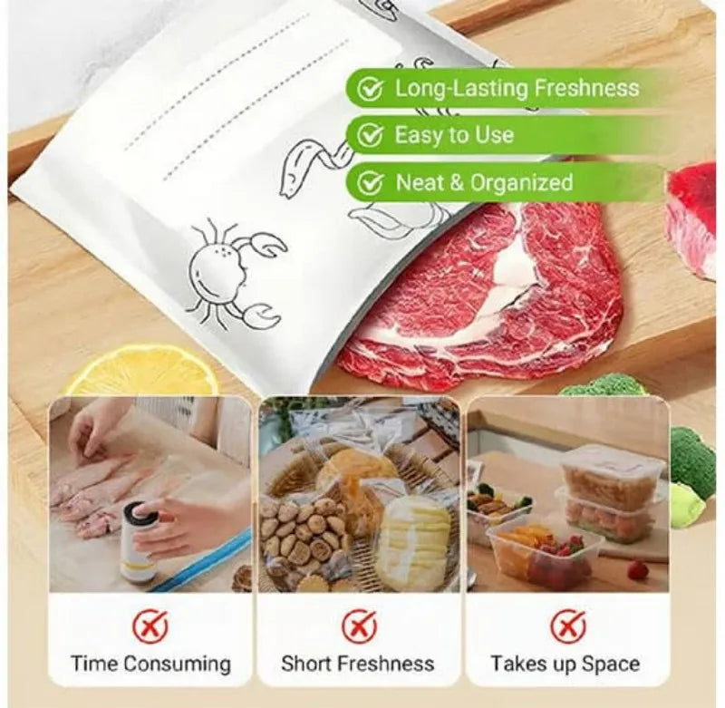 10Pcs/Set Aluminum foil fresh-keeping bag sealed antibacterial refrigerator food freezing storage bag zipper seal
