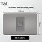 118 US Mexico Grey Stainless Steel Brushed 2way Electrical Light Switch Home Wall Socket Plug Double USB Type-C Power Outlet