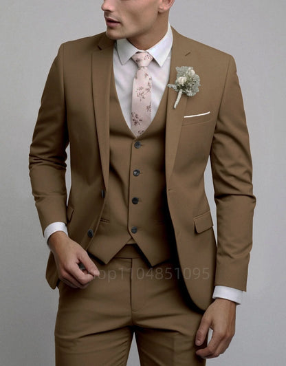Matcha Green Suits for Men Slim Fit Luxury Wedding Tuxedos Fashion Mens Blazer Vest Pants 3 Pieces Foraml Business Suits Sets