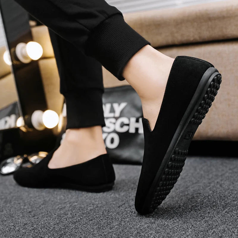 Hot Sale Black Loafers Men Summer Flat Shoes Comfortable Lightweight Men's Casual Shoes Non-slip Slip-on Shoes Man Lazy Shoes