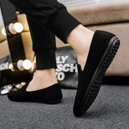Hot Sale Black Loafers Men Summer Flat Shoes Comfortable Lightweight Men's Casual Shoes Non-slip Slip-on Shoes Man Lazy Shoes