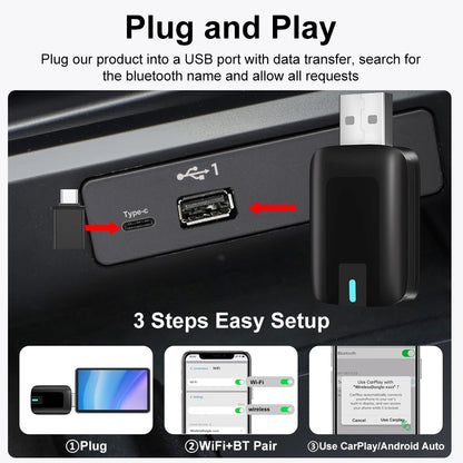 2 in 1 CarPlay Wireless Adapter Android Auto To USB car play Wireless Intelligent Systems Wireless Adapter Mini AI Box for Car
