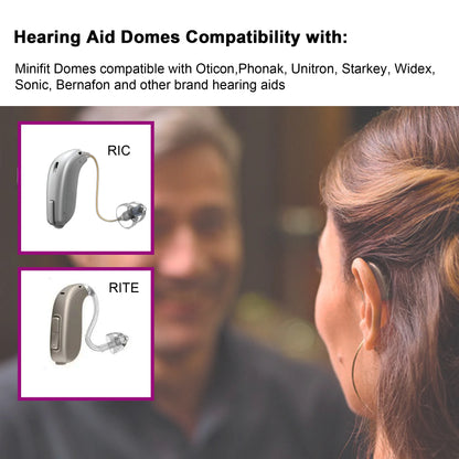 Hearing Aid Domes for Oticon Replacements,Minifit Open Bass Vent Domes(6mm/8mm/10mm/12mm),Universal Domes for Oticon Hearing Aid