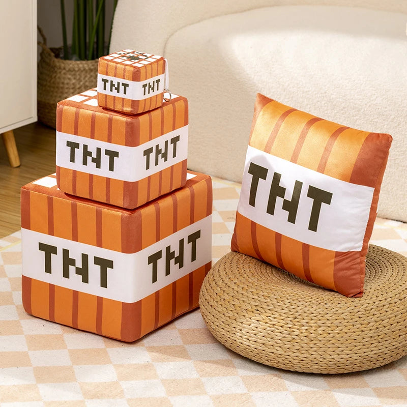 New Tnt Plush Pillow Cube Bomb Toy Key Chain Pendant Soft Plush Stuffed Toys Xmas Birthday Gifts For Kids Spoof Decoration