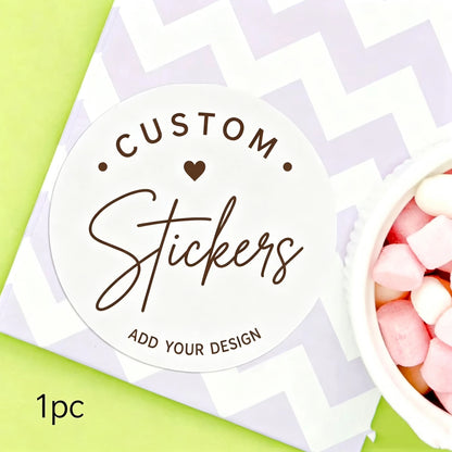 1/50/100PCS Custom Round Waterproof Stickers with Personalized Text & Images for Brand Logo, Product Packaging & Cans Labels