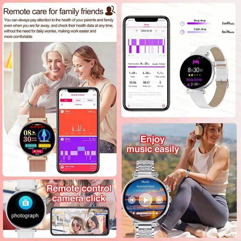ECG Smart Watches Women 1.32 inch  AMOLED Screen Physical Examination Blood oxygen Pressure Fat Call Health ECG+PPG Smartwatch