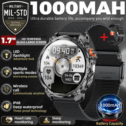 T-Rex 3 Military 1000mAh Super Capacity Battery Men Smart Watch 1.75" HD Screen Call 5ATM Waterproof Sport Smart Watches For Men