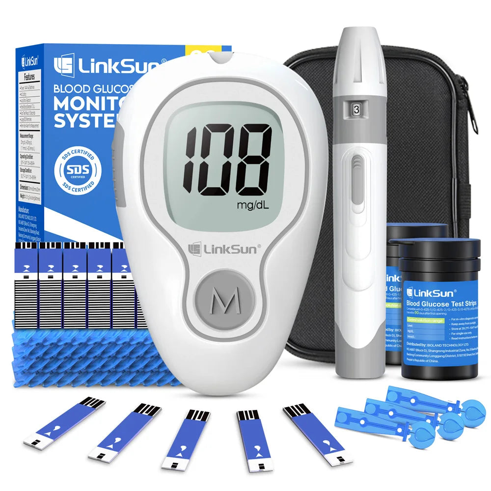 LinkSun G-425-3 Blood Glucose Meter 10/50/100pcs Test Strips Medical Diabetes Blood Sugar Test Monitor Complete Kit Glucosemeter