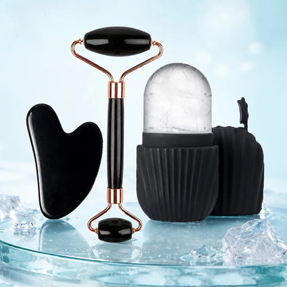 3Pcs Ice Face Roller Gua Sha Board Facial Face Massager Kit Massage Roller  Face Lifting Contouring Tools Beauty Skin Care Tools