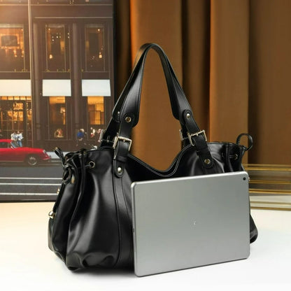 Fashion Large Capacity Boston Bag Designer Women Handbags Luxury Soft Crumpled Pu Leather Shoulder Crossbody Bags Commuter Bag