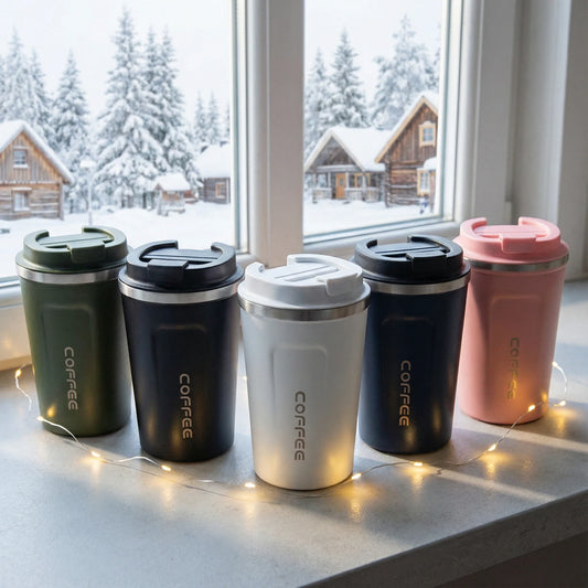 Thermo Cafe Coffee Mug Car Thermos Mug 380/510ML Leak_Proof Travel Thermo Cup for Tea Water Coffee Double Stainless Steel