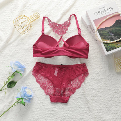 Women Racerback Front Closure Bra and Panty Set Floral Push Up Underwire Bras with Matching Lace Panties for Everyday Wear