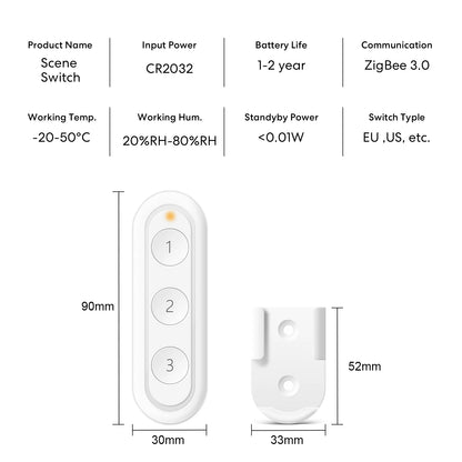 RiooCubee Zigbee EU Multi-Button Scene Switch Tuya Smart Life App Remote Control Smart Home Scene Linkage Control Home Assistant
