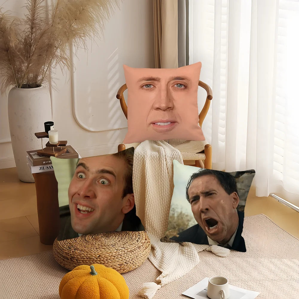 Actor New Pop N-Nicolas C-Cage Funny Pillow Case Office Cushions Suitable For Sofa Car Bedroom Decorative Cushion Cover