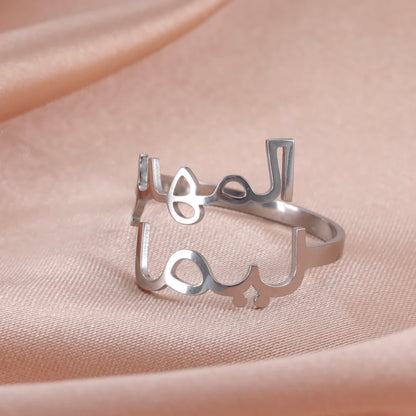 Custom Double First Name Finger Ring For Women Men Personalized Couple Wedding Gift Gold Color Stainless Steel Open Ring Jewelry