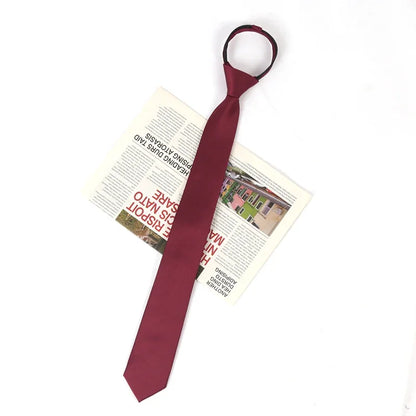 New Unisex Solid Necktie Zipper Tie 6cm Casual for Man Women Gravatas Skinny Slim Mens Party Wedding Shirt Accessories Corbatas