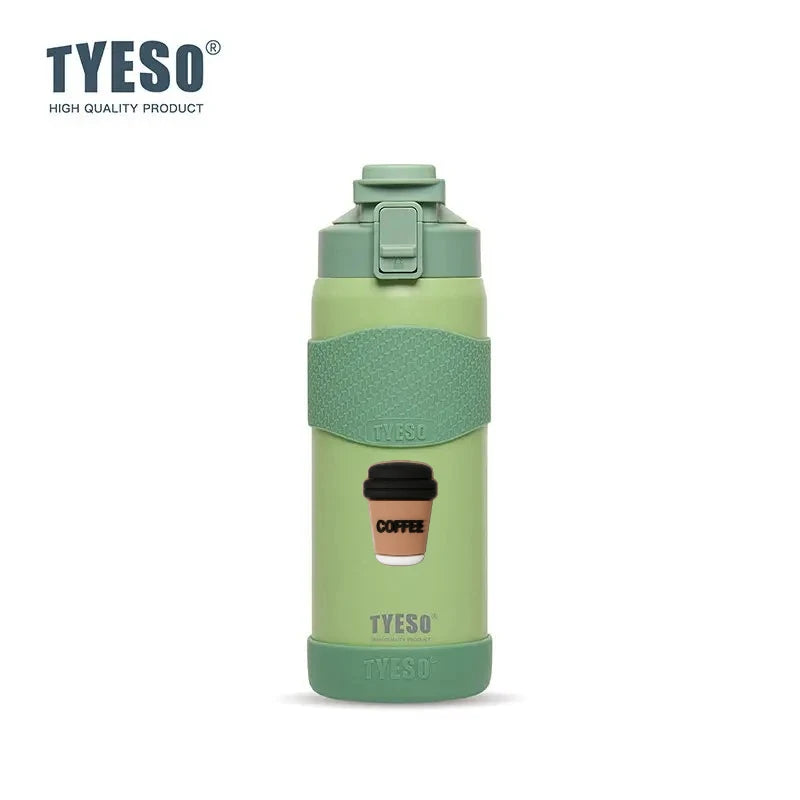 TYESO 750ML Double Wall Insulated Water Bottle Hot Water 304 Stainless Steel Flask for Fitness Outdoor Hiking Coffee Sticker