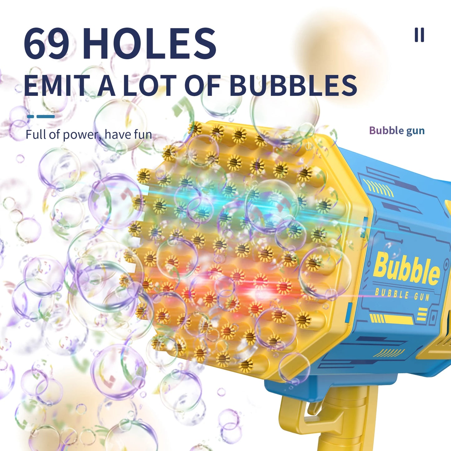 Bubble Gun Machine Without Solution - 40/69/109 Holes Blaster for Kids Outdoor Summer Toy, Party Favors - Bubble Maker Blowers